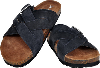 HX London Men Flats(Navy, Brown , 9)