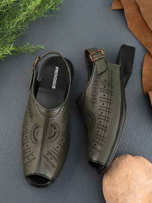 PROVOGUE Men Flats(Olive , 7)