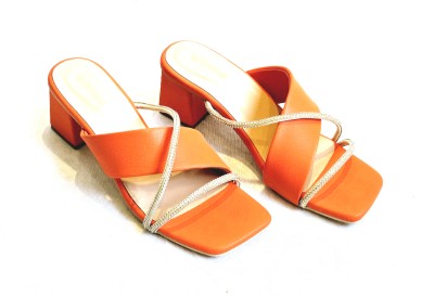 Avivastyle Women Heels(Orange , 7)