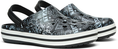 CAMPUS GC-4025 Men's Slippers | Quirky Doodle Design | Cushioned & Comfy Slip-On Men Clogs(Black , 9)