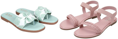 Kuhu Creations Women Flats(Pink, Green , 6)