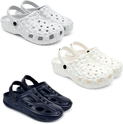 Golf Men Clogs(Grey, White, Blue , 6)