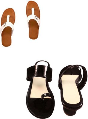 Goraiya Women Flats(White, Black , 7)