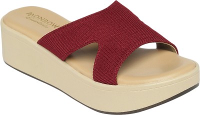 MONROW Women Wedges(Maroon , 4)