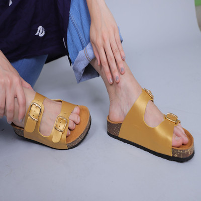 DASHNY Soft comfortable and stylish | Lightweight|Anti Skid|Daily Use slides Women Flats(Gold , 4)