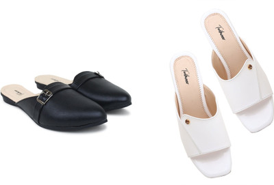 Todhwear Women Heels(Black, White , 7)