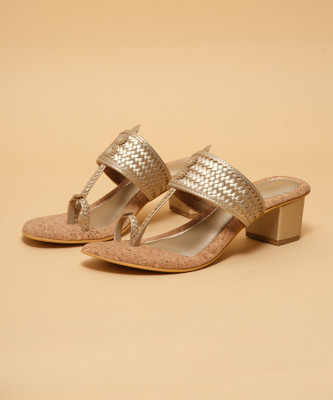 ERIDANI Women Heels(Gold , 8)