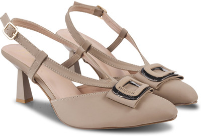jm looks Women Heels(Beige , 7)