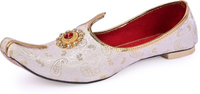 Royal Khwaab Wedding juttis,Stylish Sherwani Ethnic Mojaris Comfortable& Handcrafted Men Flats(White , 10)