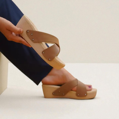 MICCASO Women Heels(Beige , 7)