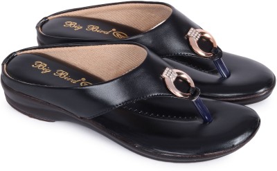 BIG BIRD FOOTWEAR Flat Casual V-strap Sandals for Women & Girls (Black) Women Flats(Black , 8)