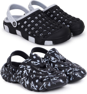 KAPYANSH Men Clogs(Grey, Black , 8)