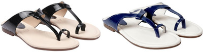 Kuhu Creations Women Flats(Blue, Black , 7)