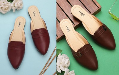 Todhwear Women Heels(Maroon, Beige , 8)