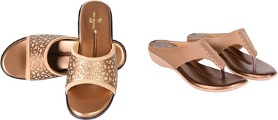 PMS Women Wedges(Brown, Brown , 4)