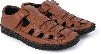 FASINO Synthetic Leather , Outdoor , Closed Toe Fisherman Men Sandals(Tan , 6)