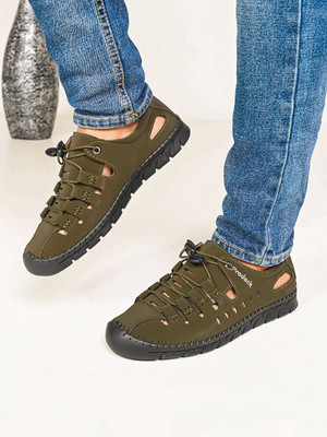 house of common Men Sandals(Olive , 10)