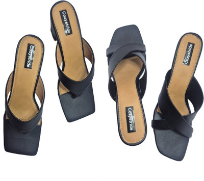 Cozystride Women Heels(Black, Black , 8)