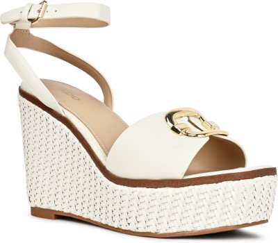 ALDO Women Wedges(White , 8)