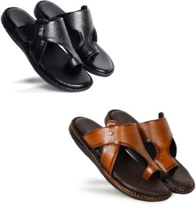 Walkivo Men Sandals(Black, Brown , 10)