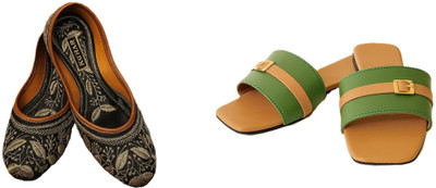 Dualstep Women Flats(Green, Brown, Black , 7)