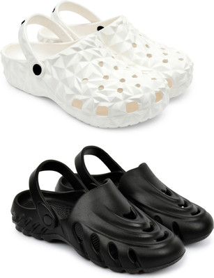 Golf Men Clogs(White, Black , 7)