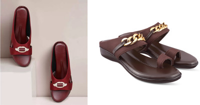 hunyza footwear Women Flats(Maroon, Brown , 9)