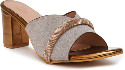 PLANET WALK Heels Sandals Lightweight, Breathable, Comfortable Everyday Cushioned Insole Women Heels(Copper , 6)