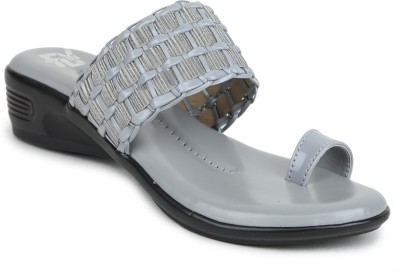 FLYU Women Wedges(Grey , 6)