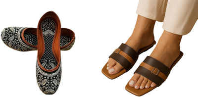 Dualstep Women Flats(Brown, Black , 9)