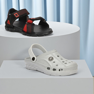 WOCMEC Men Sandals(Red, Grey , 10)