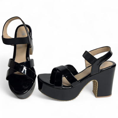 Stepup fashion Women Heels(Black , 6)