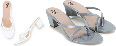 Zaif Women Heels(Grey, White , 8)