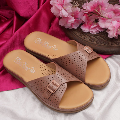 Big Bird California Style Trendy Flat Casual Slip-Ons Sandals for Women & Girls (Pink) Women Casual(Pink , 8)