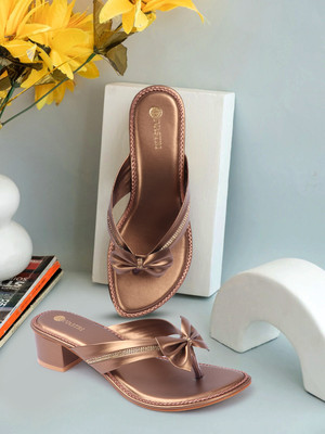 Divastri PT-S-27 Lightweight Comfort Summer Trendy Premium Stylish Party disigin Women Heels(Copper , 3)