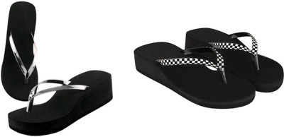 kishu Women Flats(Silver, Black , 6)