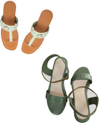 Goraiya Women Flats(Green, Green , 6)