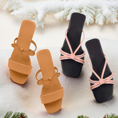 SAYERA Women Flats(Brown, Pink , 8)