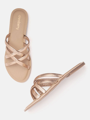 Dressberry Women Flats(Gold , 6)