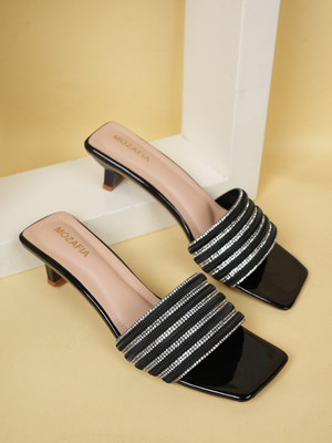 MOZAFIA Women Heels(Black , 5)