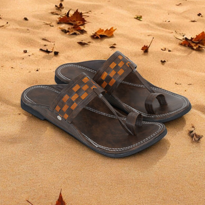 DFR Ethnic Sandals Men Rajasthani Slipper Chappals Men Casual(Brown , 10)