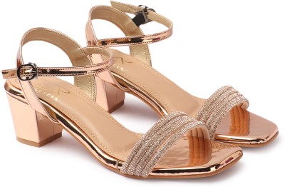 STEPIZIA Women Heels(Gold , 5)