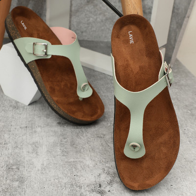 LAVIE Comfort and Adjustable Buckle Straps Premium Stylish Casual Women Flats(Green , 5)