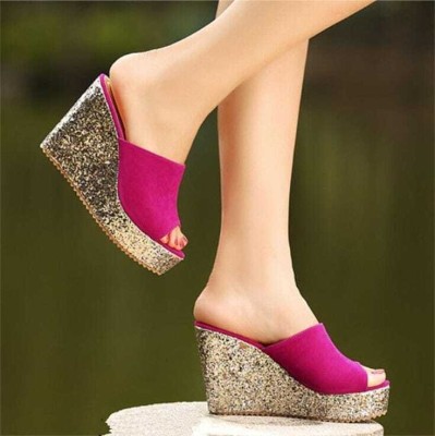 Gloglamp Women Wedges(Pink , 7)