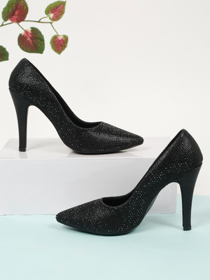 flat n heels Women Heels(Black , 7)
