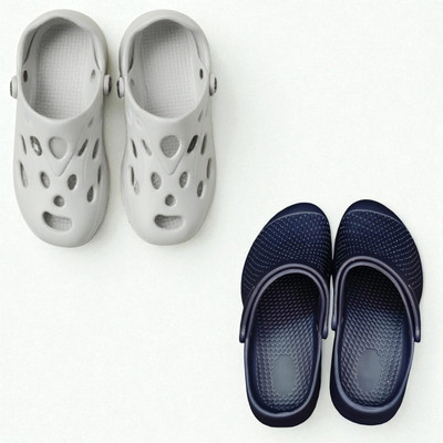 Monrav Men Clogs(Off White, Navy , 9)