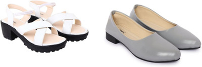 Todhwear Women Heels(Grey, White , 5)