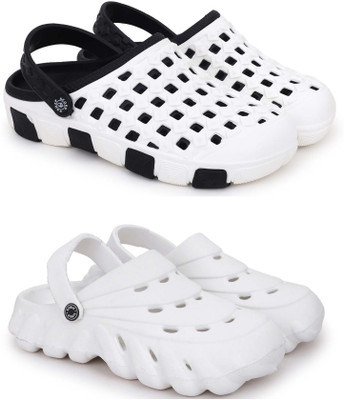 Kapani Fashion Men Clogs(Black, White , 9)