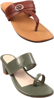 Goraiya Women Flats(Green, Brown , 8)