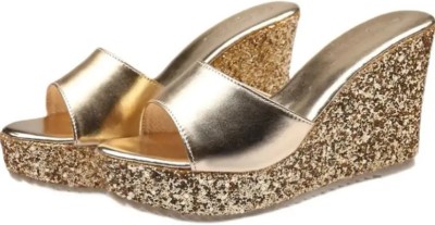 Gloglamp Women Wedges(Gold , 3)